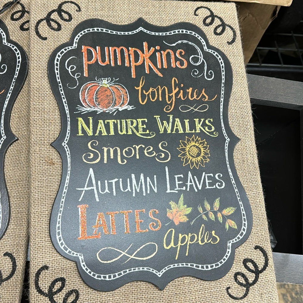 Harvest burlap home accent sign.